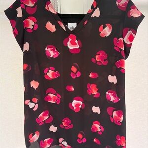 Cabi Petal Top - Women's Black and Pink Floral